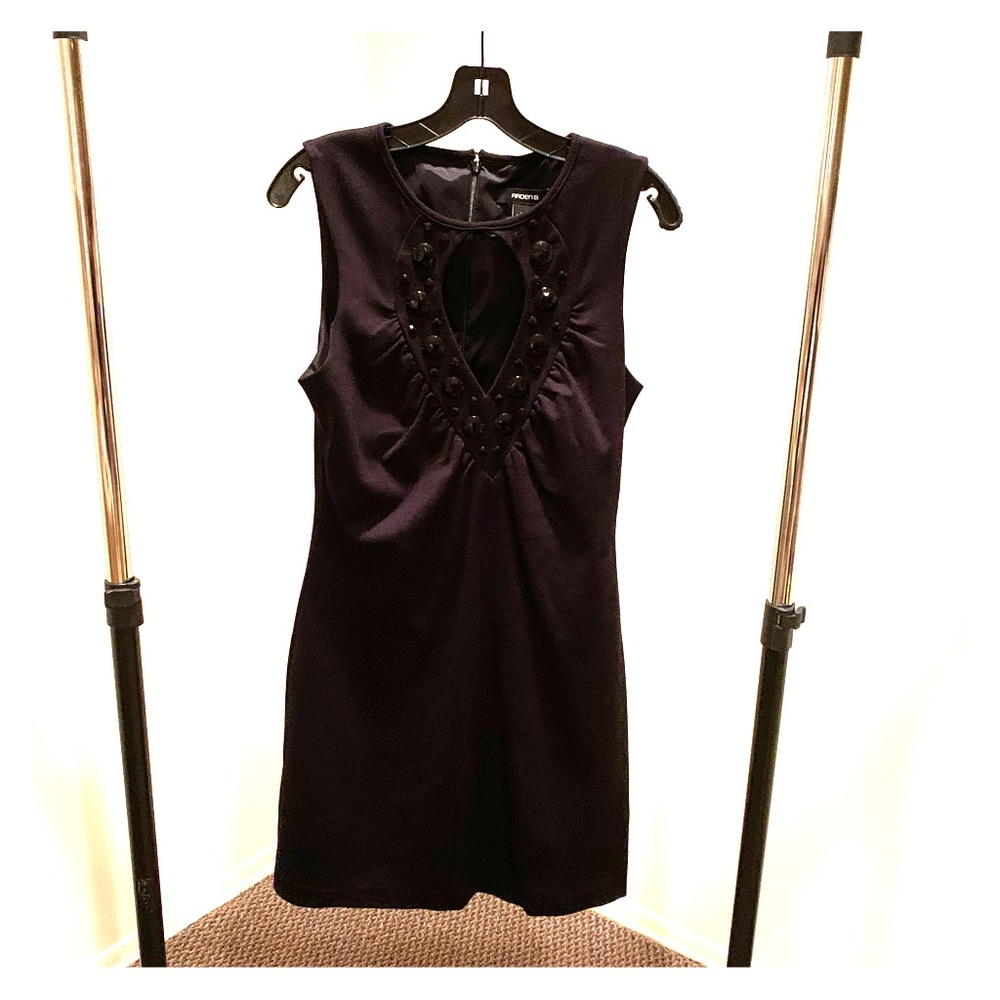 Black mini dress with keyhole detail